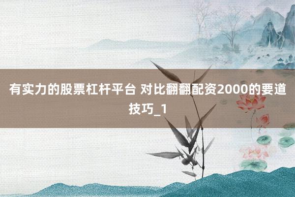 有实力的股票杠杆平台 对比翻翻配资2000的要道技巧_1